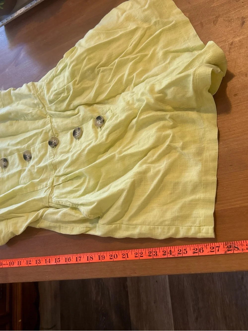 Lush Medium Linen Blend Yellow V-Neck Button-Front Romper - Picture 7 of 11